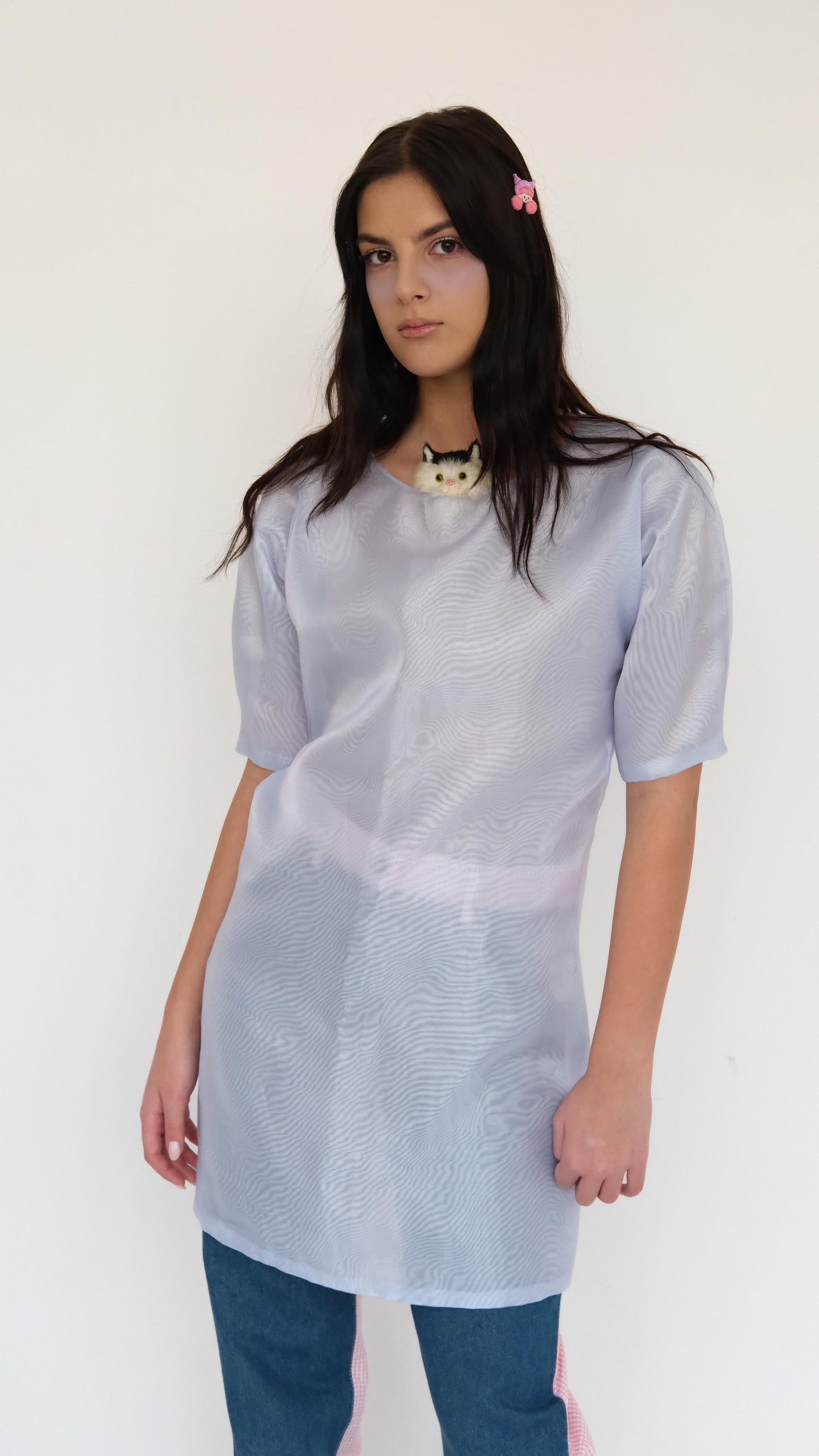 Organza dress with a cat detail