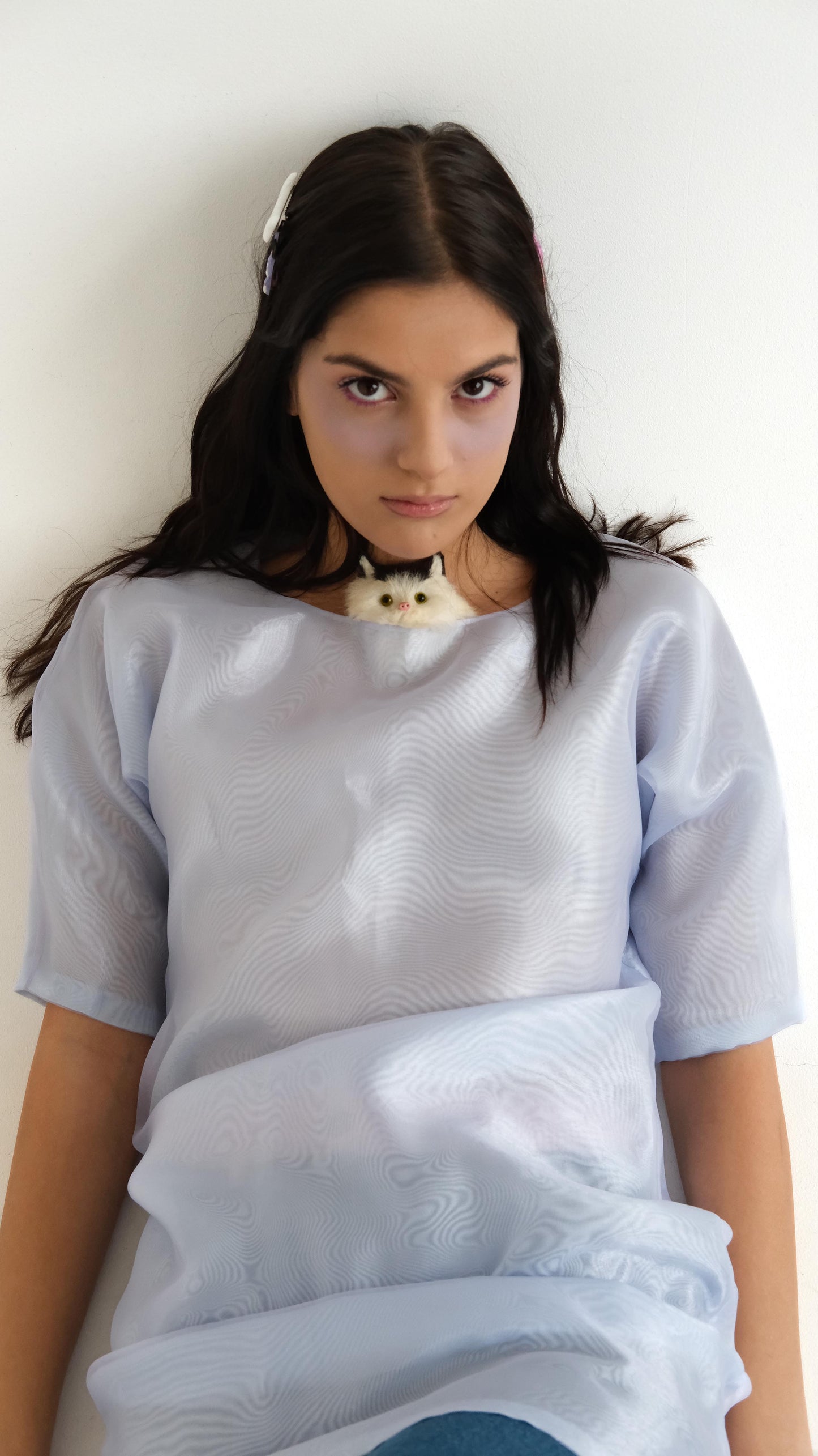 Organza dress with a cat detail