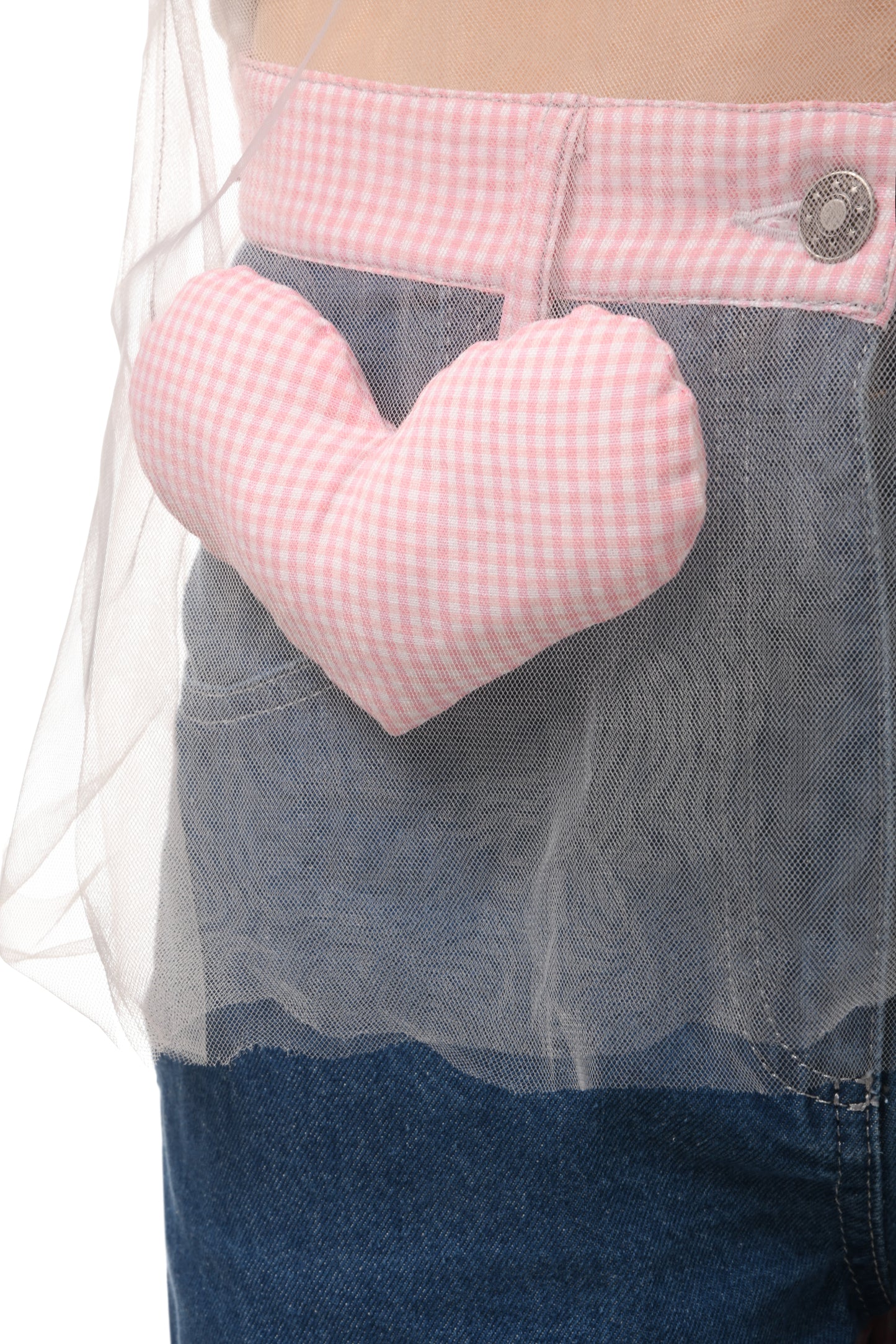 Tulle Overlay shirt with heart pillows