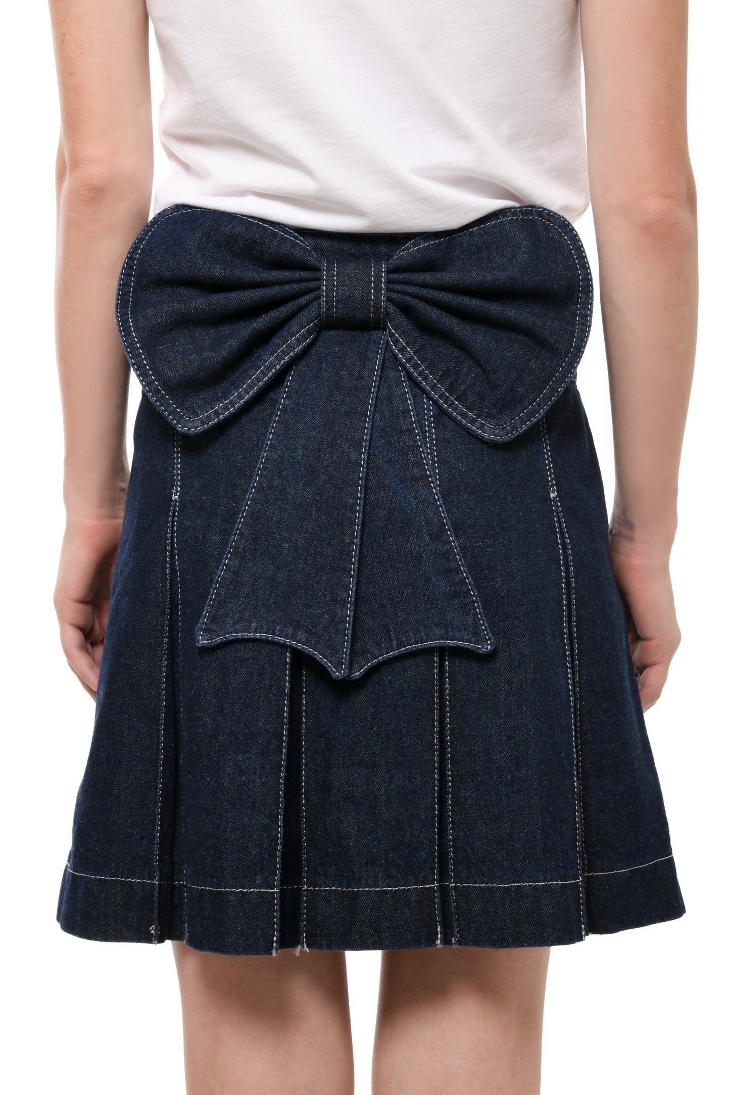 Bow denim skirt