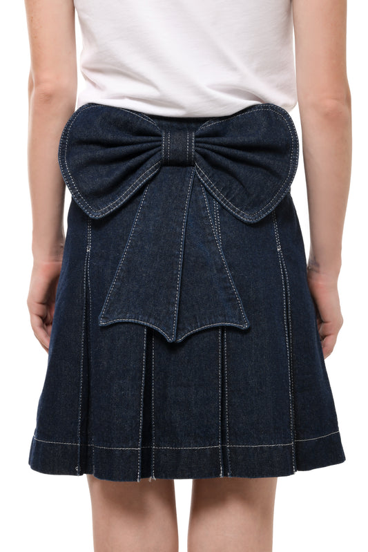 Bow denim skirt